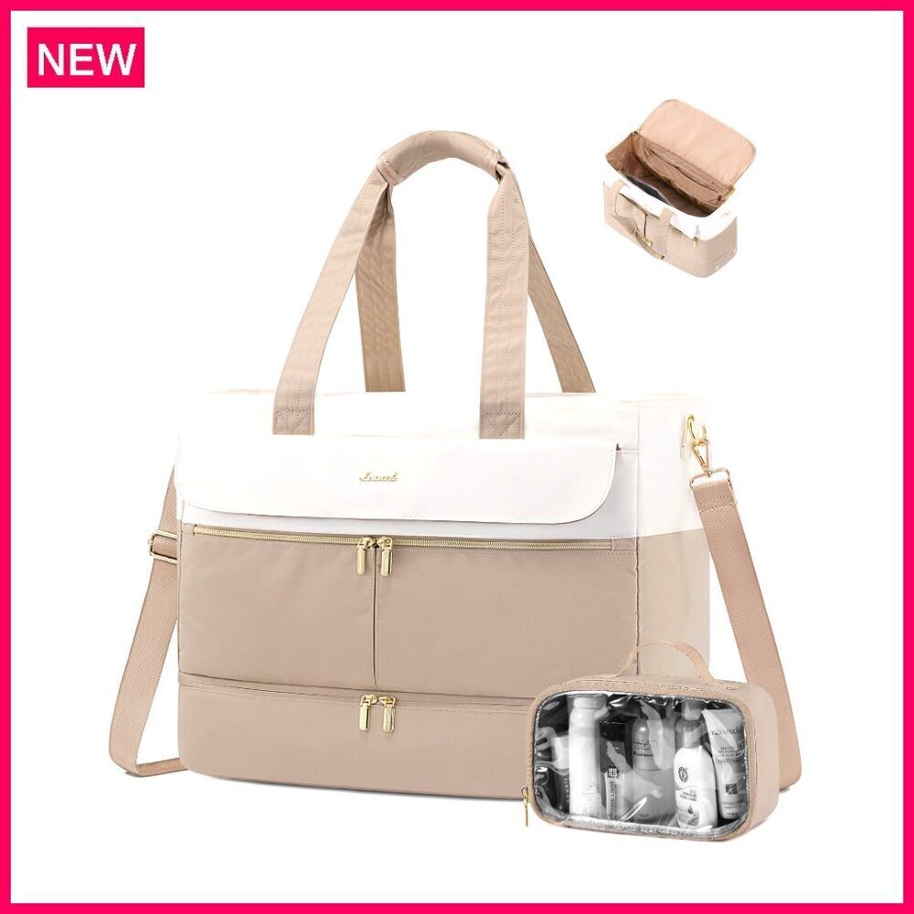 Large Travel Duffle Bag with Shoe Compartment, Wet Pocket, Weekender Carry-On